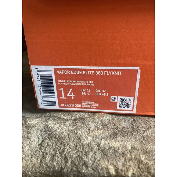 Nike Vapor Edge Elite 360 Flyknit Silver Red Football Cleats Size 14 AO8276-008 - Picture 6 of 7